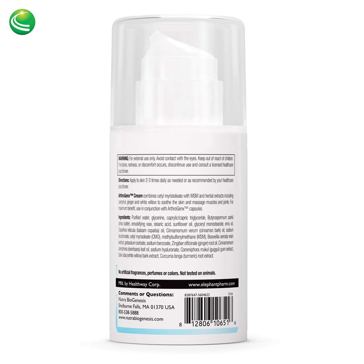 Nutra BioGenesis ArthroGenx Cream - Turmeric, Ginger and MSM to Help Soothe Skin and Massage Muscles &amp; Joints - 2 oz