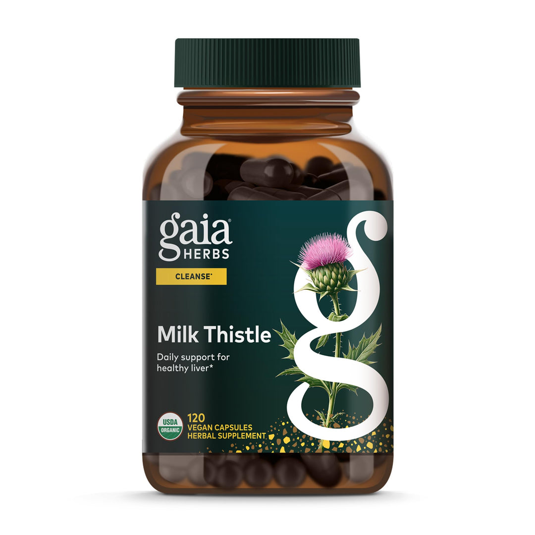 Gaia Herbs Milk Thistle - Liver Supplement &amp; Cleanse Support for Helping to Maintain Healthy Liver Function* - 120 Vegan Capsules (40 Servings) - The Oasis of Health