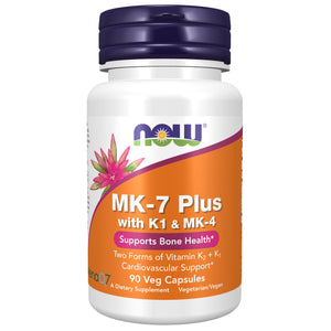 NOW Foods Supplements, MK-7 Plus with K1 & MK-4, Supports Bone Health*, 90 Veg Capsules