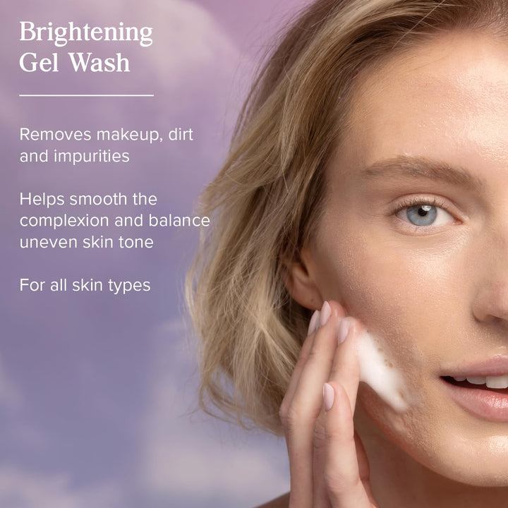 Heritage Store Aura Glow Facial Cleanser, Brightening Wash for a Fresh Glow, All Skin Types, Revitalizing Gel Cleanser Exfoliates &amp; Smooths with Glycolic Acid, Niacinamide &amp; Clear Quartz, Vegan, 6oz