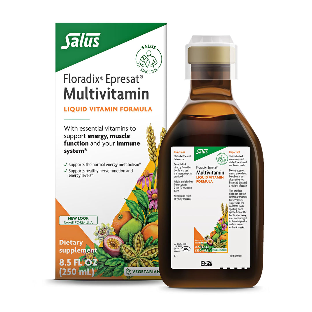Floradix Epresat Adult Liquid Multivitamin - Herbal Supplement - Daily Supplement with Vitamin A, D, B6, Milk Thistle &amp; More - Supports Energy &amp; Liver Health - Vegetarian, Non-GMO - 8.5 fl oz