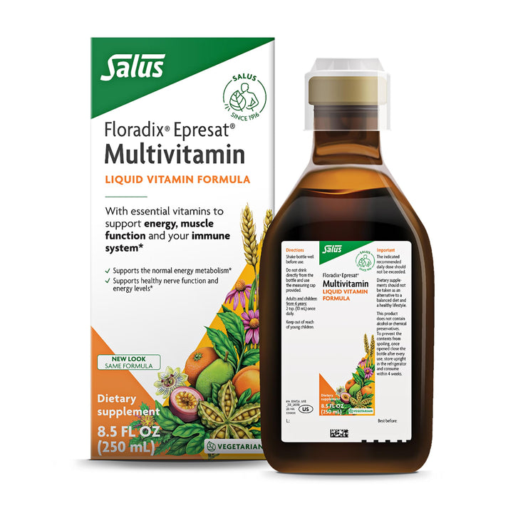 Floradix Epresat Adult Liquid Multivitamin - Herbal Supplement - Daily Supplement with Vitamin A, D, B6, Milk Thistle &amp; More - Supports Energy &amp; Liver Health - Vegetarian, Non-GMO - 8.5 fl oz