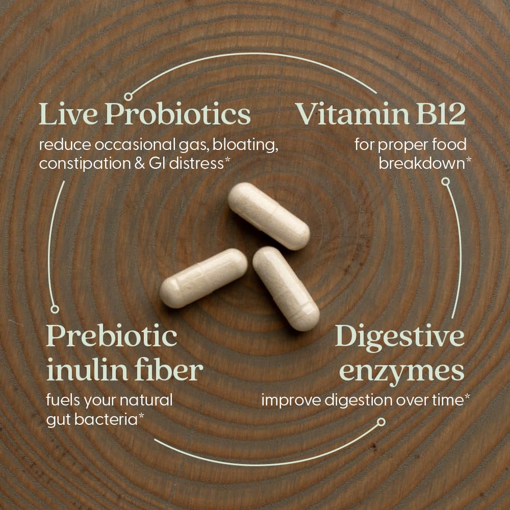 New Chapter All-Flora Enzyme Complex with Probiotics Relieves Bloating &amp; Gas - Clinical-Strength Digestive Enzymes + Ultra-Concentrated Probiotics + Fermented Vitamin B12, 90 Vegan Capsules