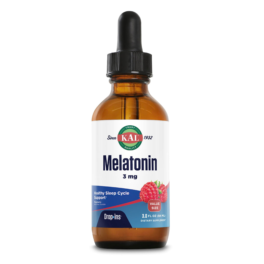 KAL Melatonin 3mg DropIns, Fast Acting Sleep Aid, Melatonin Drops for Calming Relaxation and Healthy Sleep Cycle Support, Natural Raspberry Flavor, 60 Day Guarantee, Approx. 88 Servings, 3 fl oz - The Oasis of Health