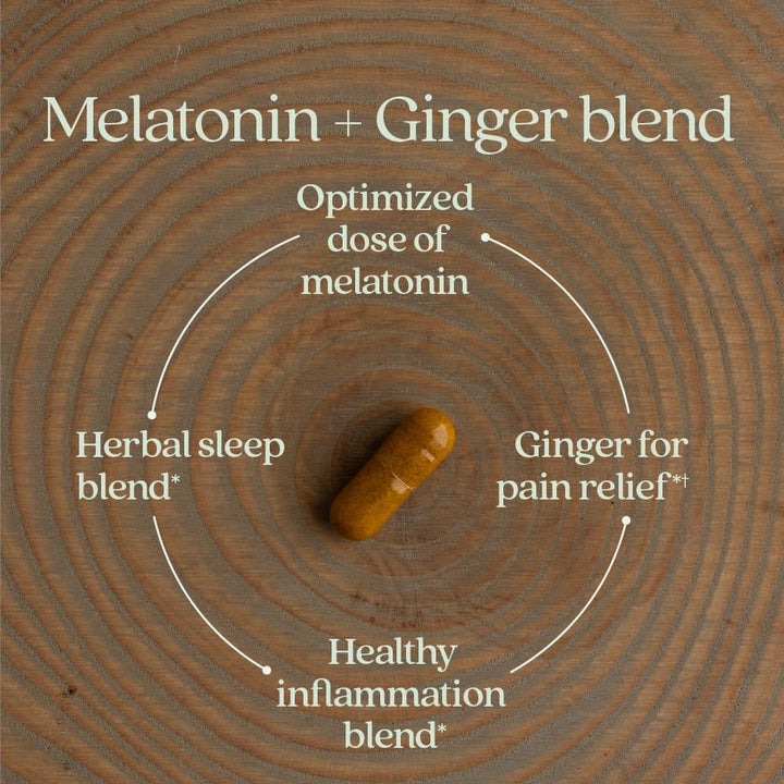 New Chapter Sleep Aid, Restful Sleep and Pain Relief, Melatonin &amp; Ginger Sleep Supplement, Gluten Free and Non-GMO, 30 Vegetarian Capsules