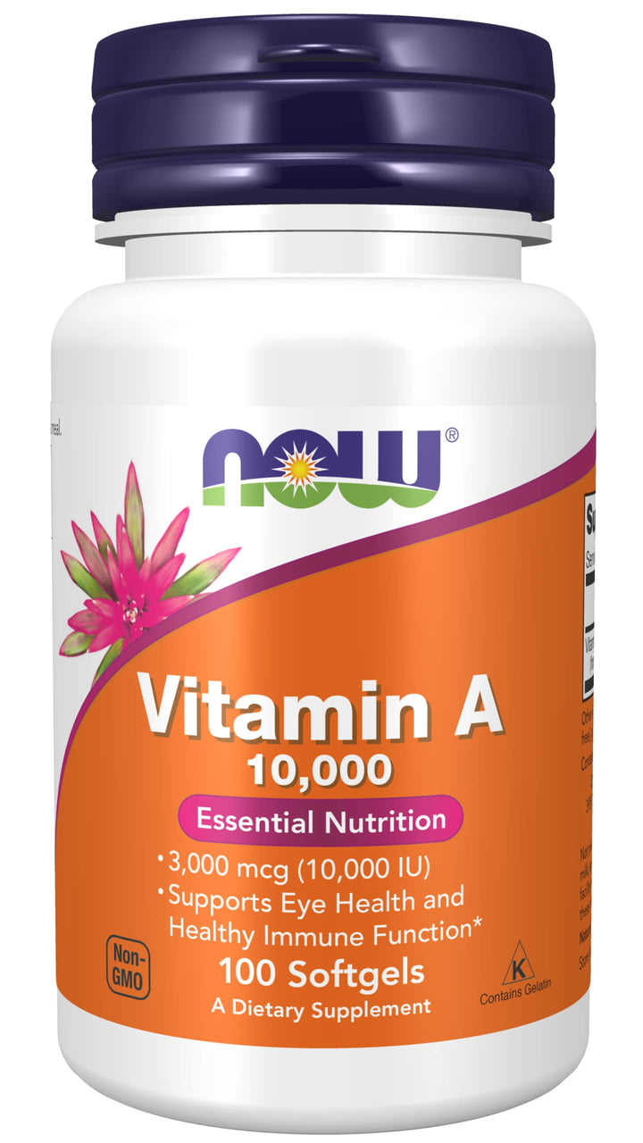 NOW Foods Vitamin A 10000 IU, 100 Sgels (Pack of 3)
