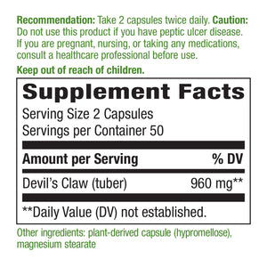Nature's Way Devil�s Claw Secondary Root 480 mg 100 Vcaps - The Oasis of Health