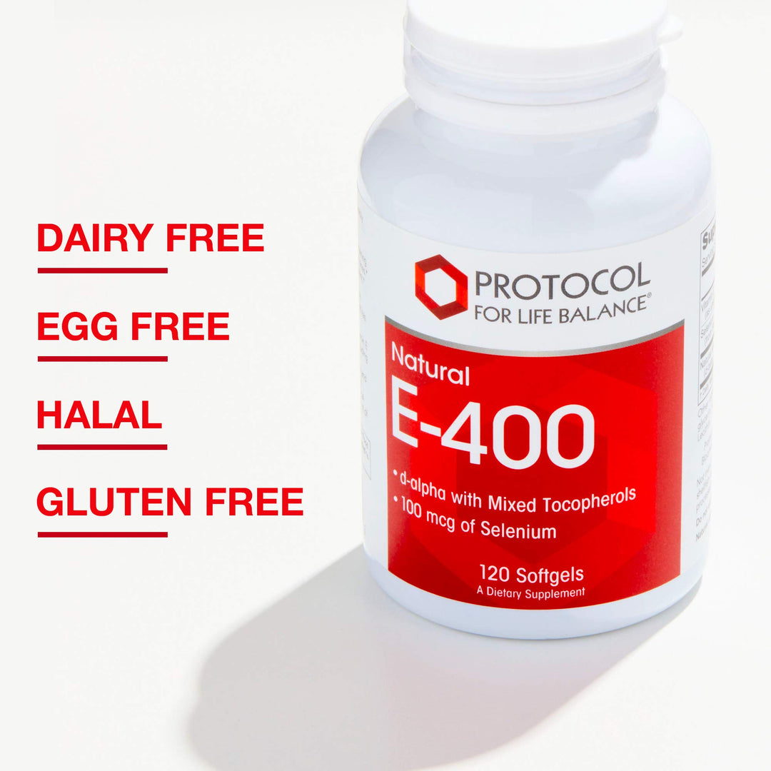 White Smoke Protocol For Life Balance Natural E-400 MT Plus Selenium 120 Softgels - P0906