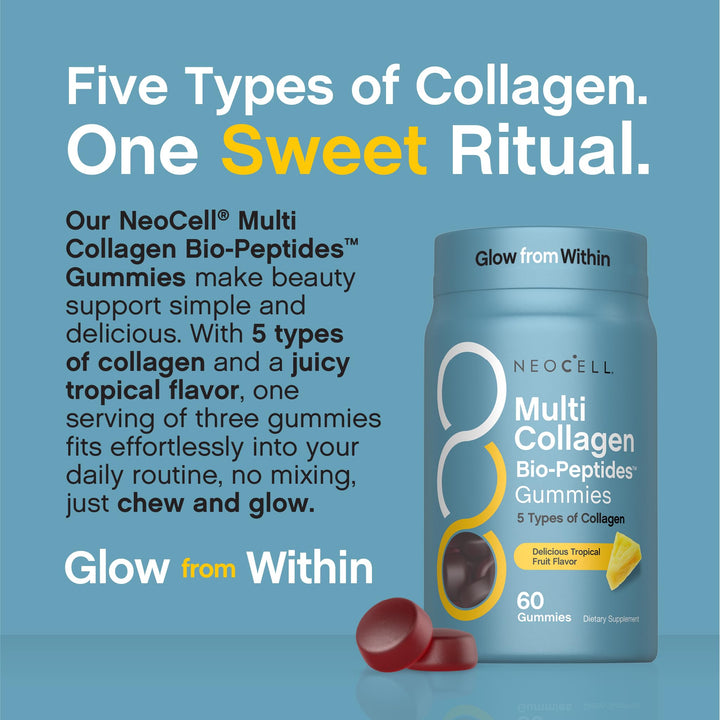 NeoCell Multi Collagen Bio-Peptides Gummies | 60 ct | Tropical Flavor