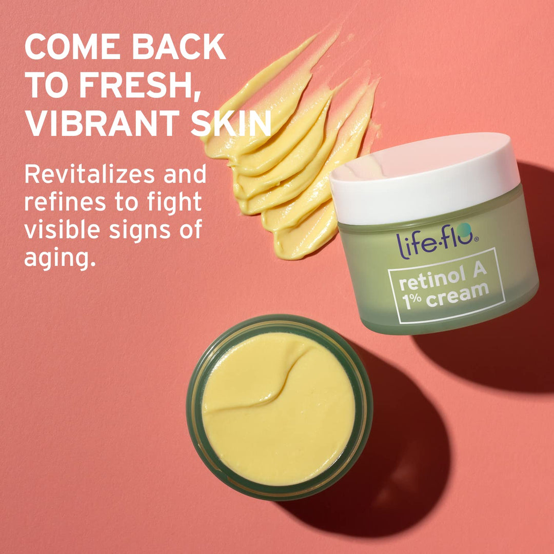 LIFE-FLO Retinol Face Cream - Face Moisturizer and Neck Cream w/ 1% Retinol Vitamin A, Green Tea and Vitamin E - Refines Skin, Minimizes Appearance of Fine Lines and Wrinkles, 60-Day Guarantee 1.7oz