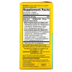 Renew Life Ultimate Flora Colon Care Probiotic - 80 Billion, 30 Capsules - The Oasis of Health