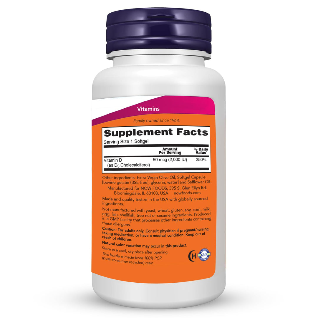 NOW Foods - Vitamin D-3 2000 IU High Potency, Structural Support* 360 softgels