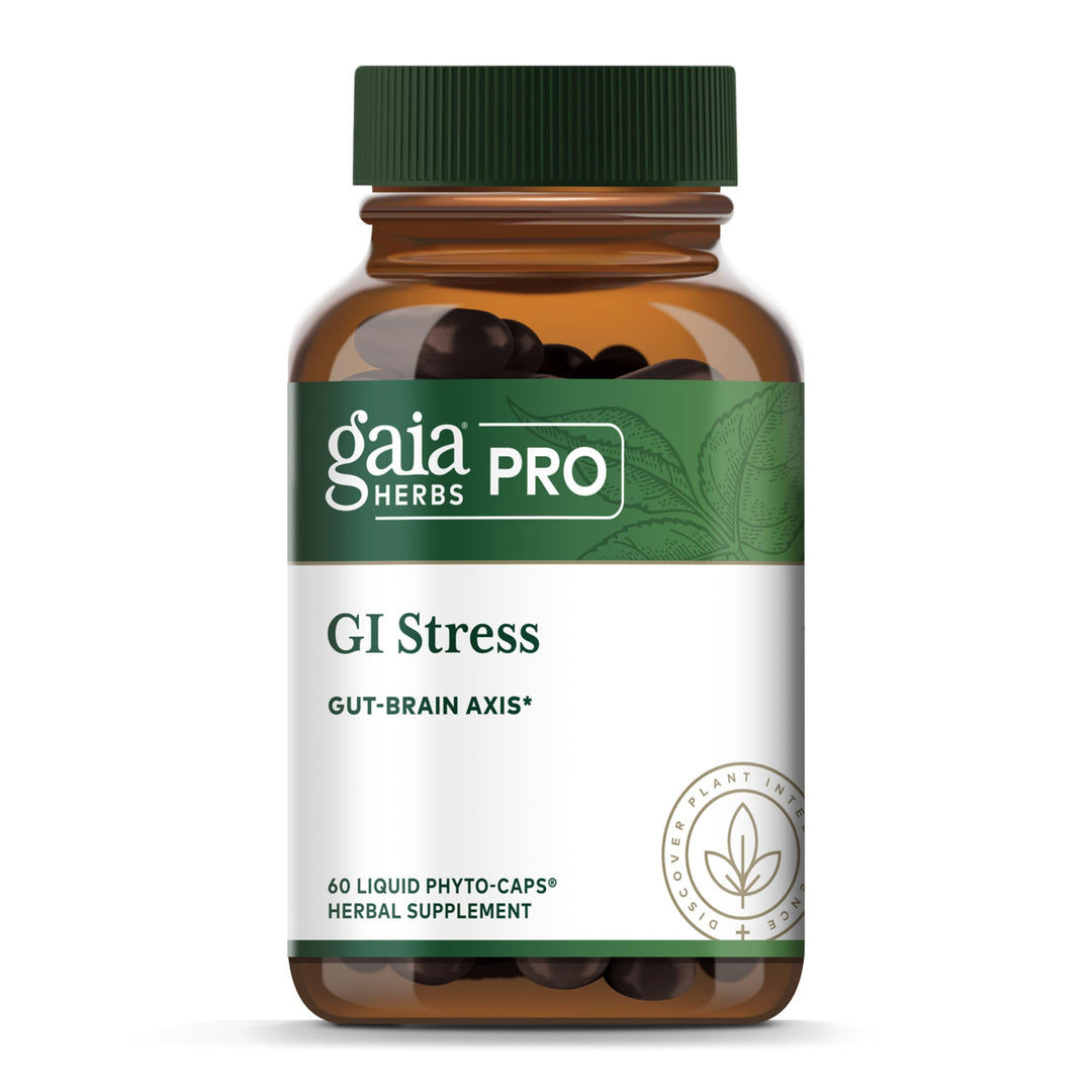 GAIA HERBS PRO GI Stress - Digestion Supplement for Times of Stress - Contains Holy Basil, Lemon Balm, Chamomile &amp; More - 60 Liquid Phyto-Caps