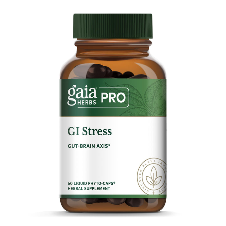 GAIA HERBS PRO GI Stress - Digestion Supplement for Times of Stress - Contains Holy Basil, Lemon Balm, Chamomile &amp; More - 60 Liquid Phyto-Caps
