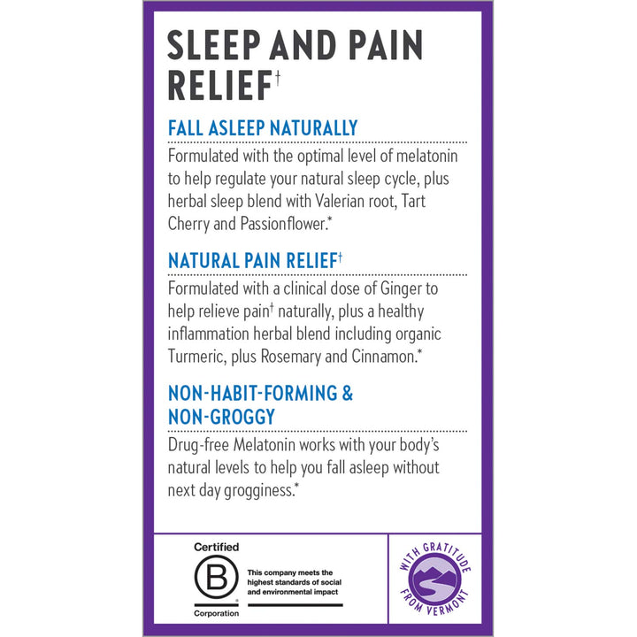 New Chapter Sleep Aid, Restful Sleep and Pain Relief, Melatonin &amp; Ginger Sleep Supplement, Gluten Free and Non-GMO, 30 Vegetarian Capsules