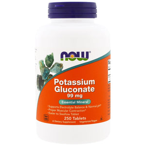 Now Foods Potassium Gluconate 99 mg Vegetarian 250 Tablets - 1462