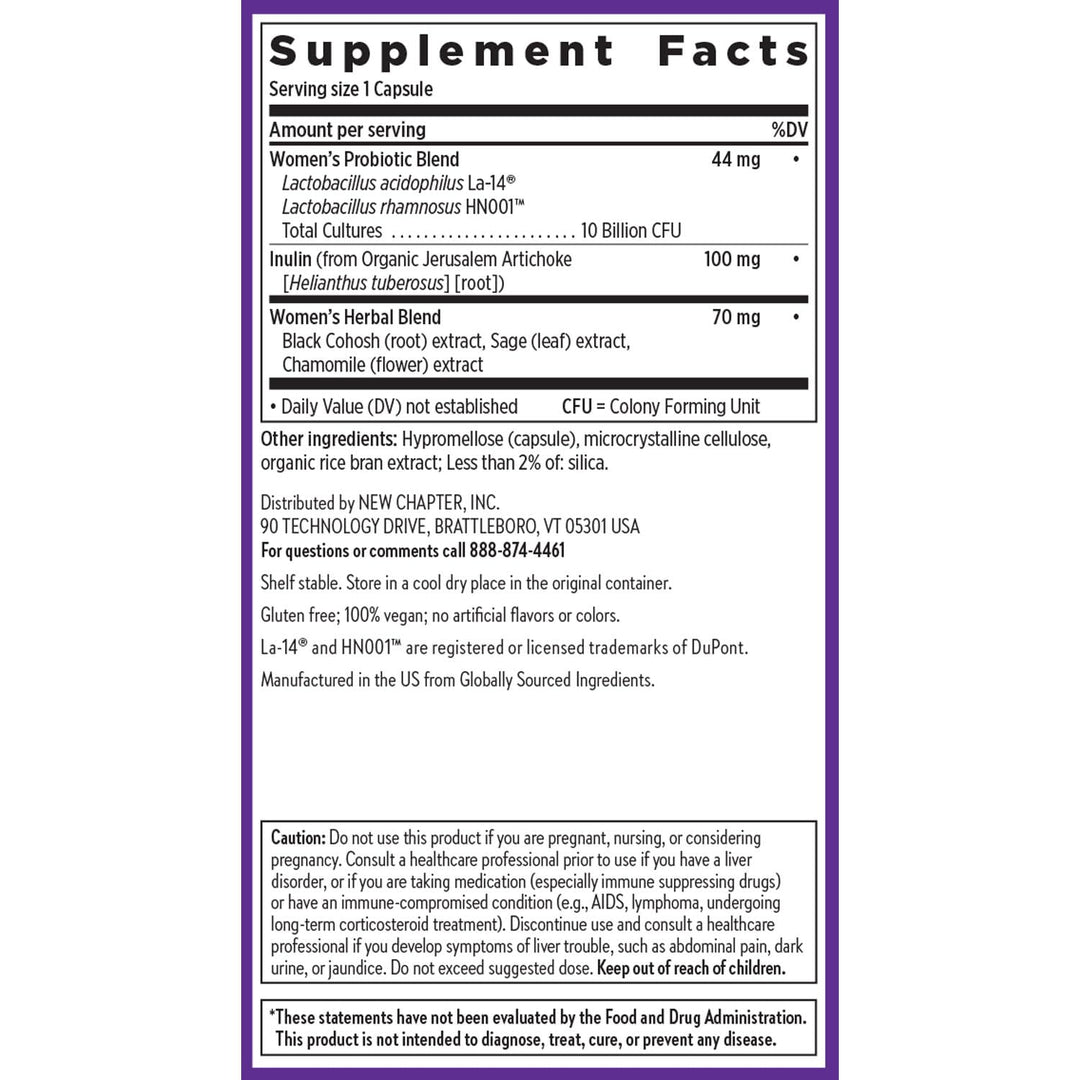 New Chapter All-Flora Probiotic Menopause Balance, Ultra-Concentrated Probiotics for Women with Black Cohosh for Menopause Hot Flashes, 100% Vegan, 30 Vegan Capsules