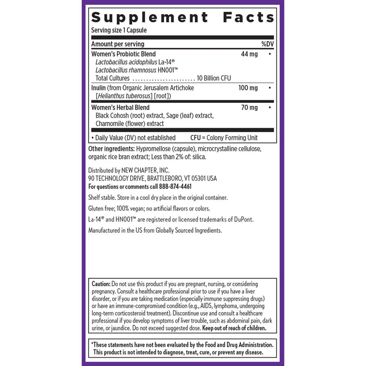 New Chapter All-Flora Probiotic Menopause Balance, Ultra-Concentrated Probiotics for Women with Black Cohosh for Menopause Hot Flashes, 100% Vegan, 30 Vegan Capsules
