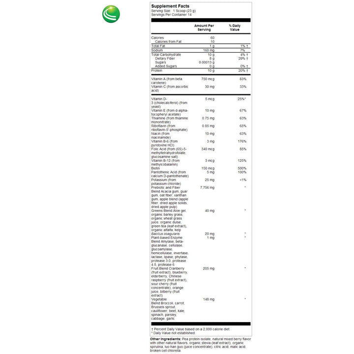 Dark Slate Gray Nutra BioGenesis Premiere Greens Multi 392 Grams   PN 10417