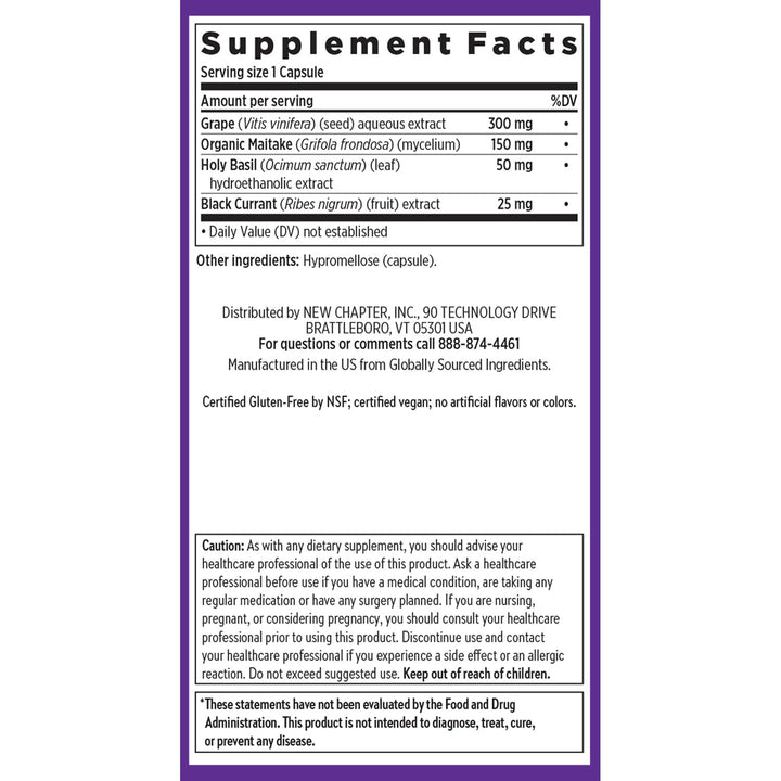 New Chapter Blood Pressure Supplement Take Care with Organic, Vegan Grapeseed + Black Currant + Non-GMO Ingredients, 30 Count