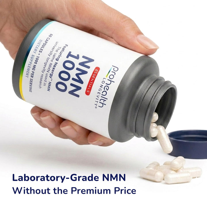 ProHealth Longevity Essentials NMN 1000 (1000mg per Serving, 60 Capsules) - Featuring Nexergy NMN 1000mg Supplement, NAD+ Precursor, Dietary Supplement, Cellular Health, Metabolism Support