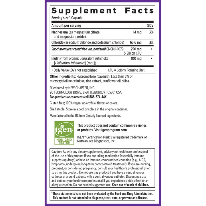 New Chapter All-Flora Probiotic Flora Fortify, Ultra-Concentrated Probiotics for Digestive Health, Survives Antibiotic Use, with Electrolytes + Inulin Prebiotic Fiber, 100% Vegan, 14-Day Supply
