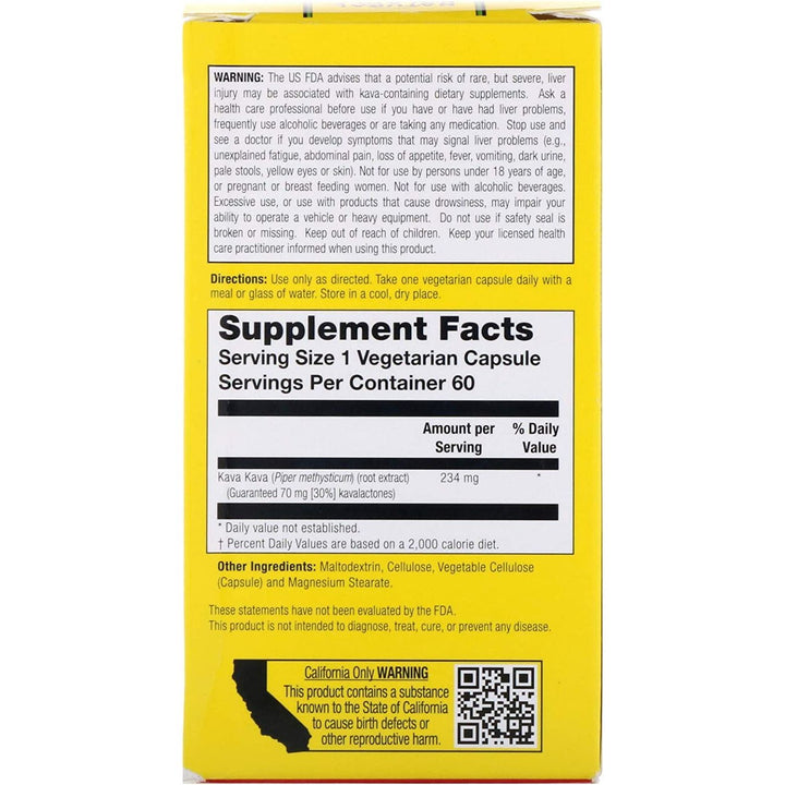 Natural Balance Kava Kava Root Extract - 60 Vegetarian Capsules