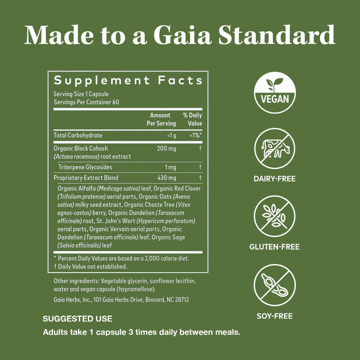 Gaia Herbs Menopause Support Daytime - Helps Support Hormone Balance &amp; Well-Being for Women* - with Vitex, Black Cohosh, St. John&