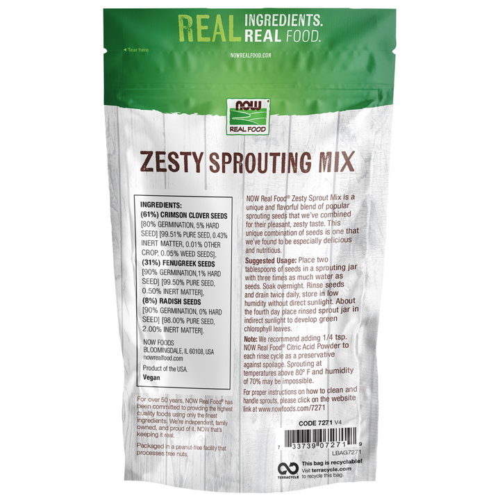 Now Real Food Zesty Sprouting Mix 16oz - 7271