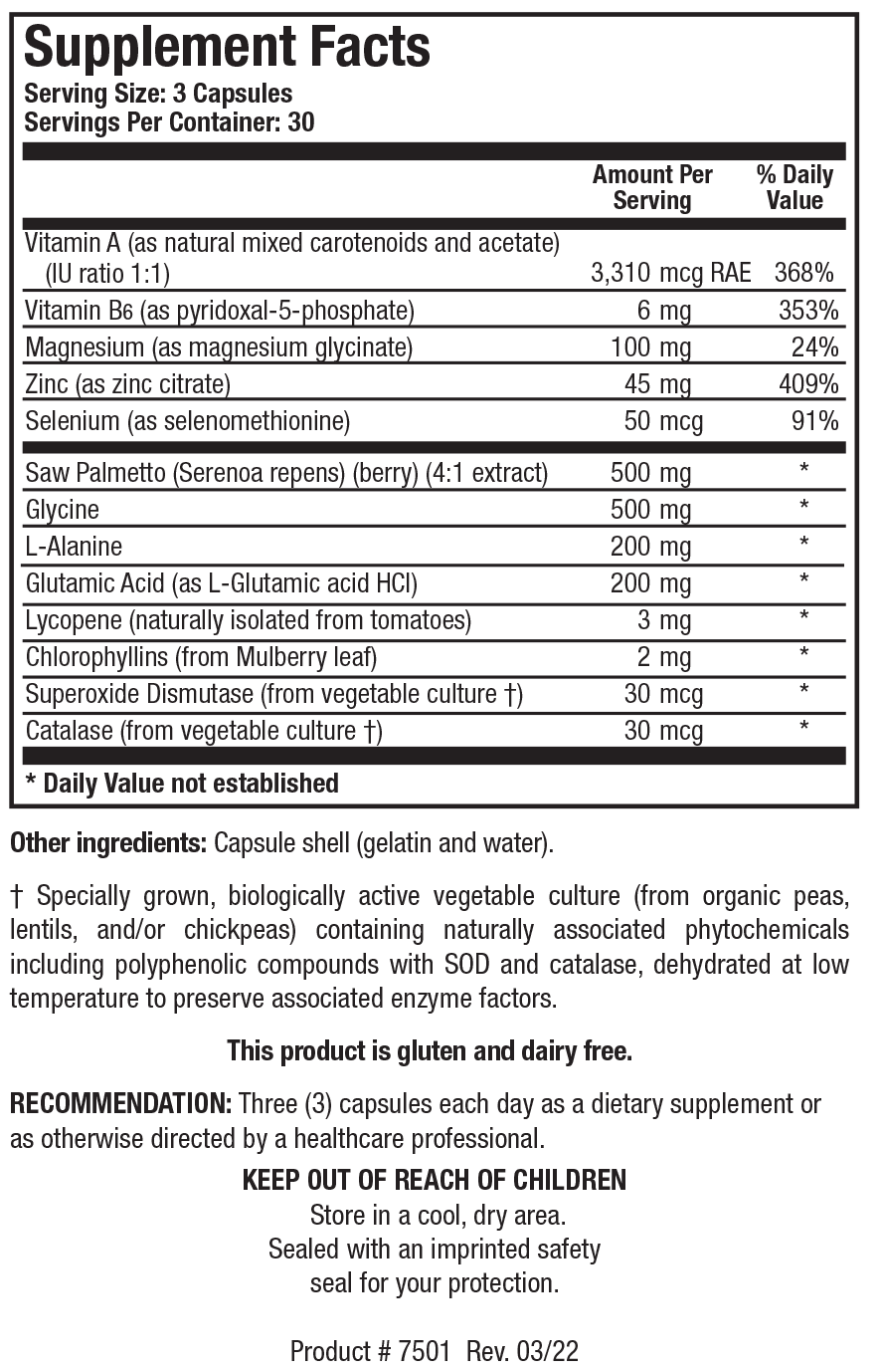 Biotics Research Palmetto-Plus 90 Capsules - Supplement Facts panel