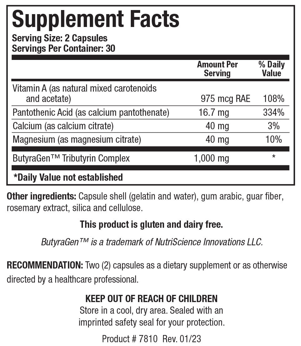 Biotics Research Butyric-Cal-Mag 60 Capsules - Supplement Facts panel