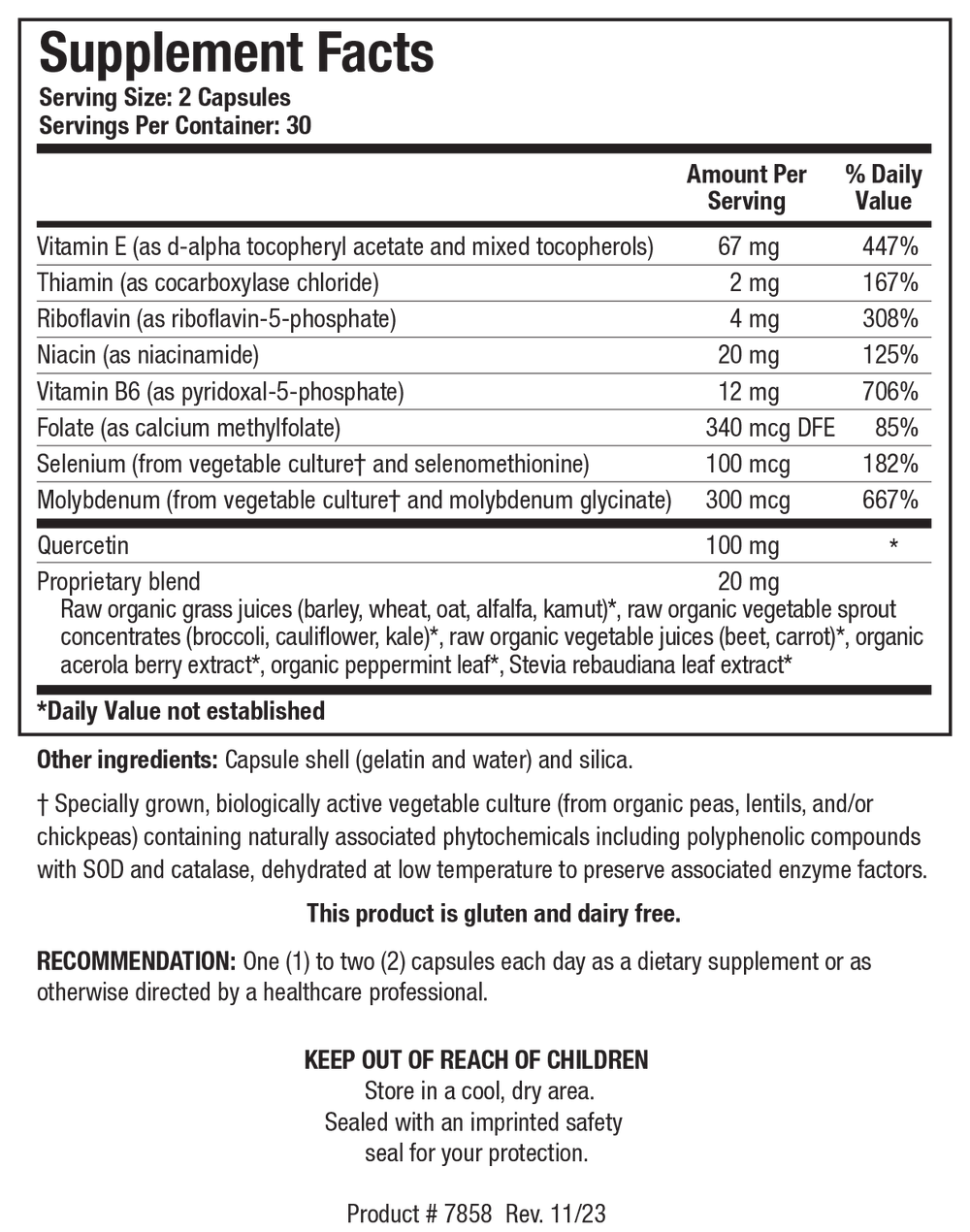 Biotics Research TolerAid 60 Capsules - Supplement Facts panel