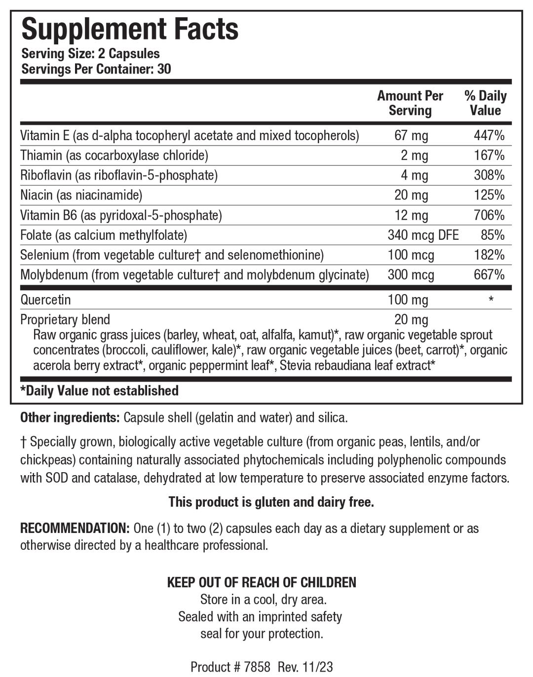 Biotics Research TolerAid 60 Capsules - Supplement Facts panel