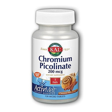 Chromium Picolinate  Sugar Free  Cinnamon Bun  200 mcg  120 Micro Tablets  KAL