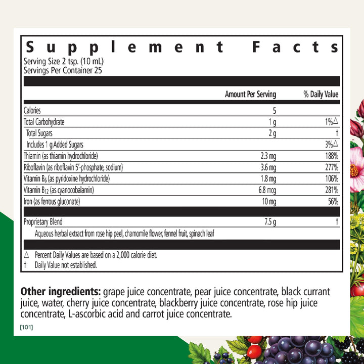 Floradix Floravital Liquid Iron &amp; Vitamin Formula - Liquid Iron Supplement with C &amp; B Vitamins &amp; Herbs for Energy Support - Vegan, Gluten-Free, Yeast-Free &amp; Non-GMO - 8.5 Fl Oz