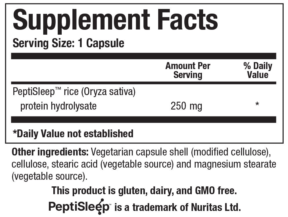 Biotics Research SleepTides - Supplement Facts panel