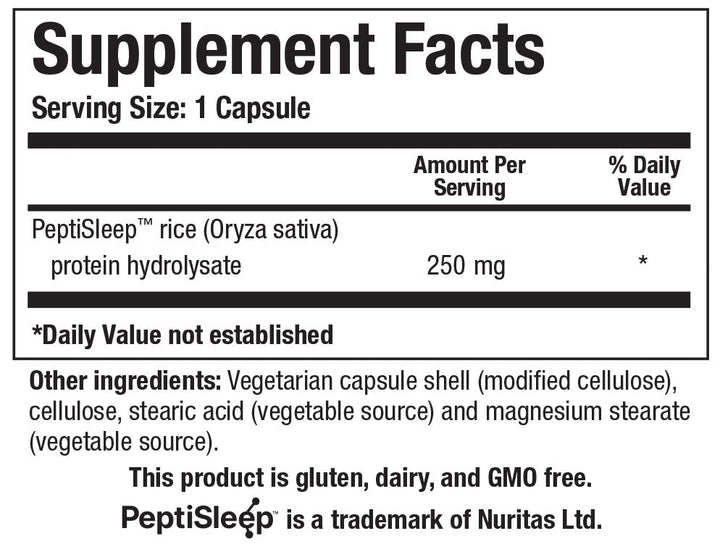 Biotics Research SleepTides - Supplement Facts panel