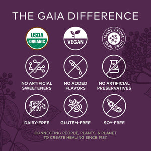 Gaia Herbs Black Elderberry Extra Strength Gummies - Immune Support with Certified Organic Black Elderberries - 40 Gummies - The Oasis of Health