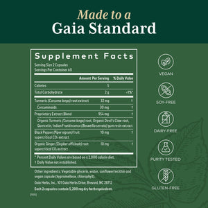 Gaia PRO Discomfort Relief (Turmeric Supreme® Joint) NF-kB Formula - Support & Health Supplement - With Boswellia, Organic Devil's Claw, Turmeric, Black Pepper, Ginger & Quercetin - 120 Vegan Liquid Phyto-Capsules (60 Servings) - The Oasis of Health