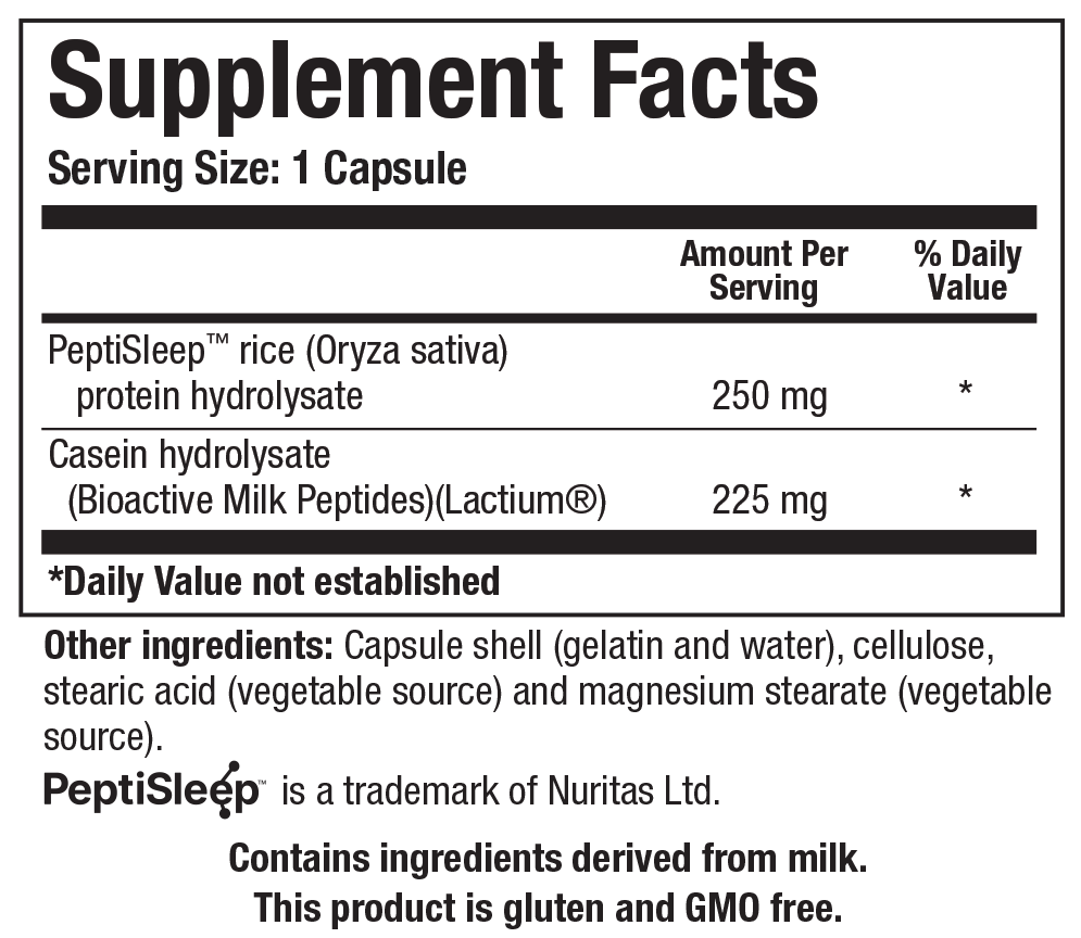 Biotics Research SleepTides Synergy - Supplement Facts panel