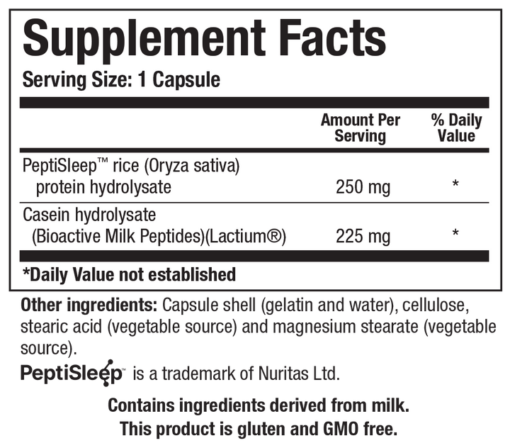 Biotics Research SleepTides Synergy - Supplement Facts panel