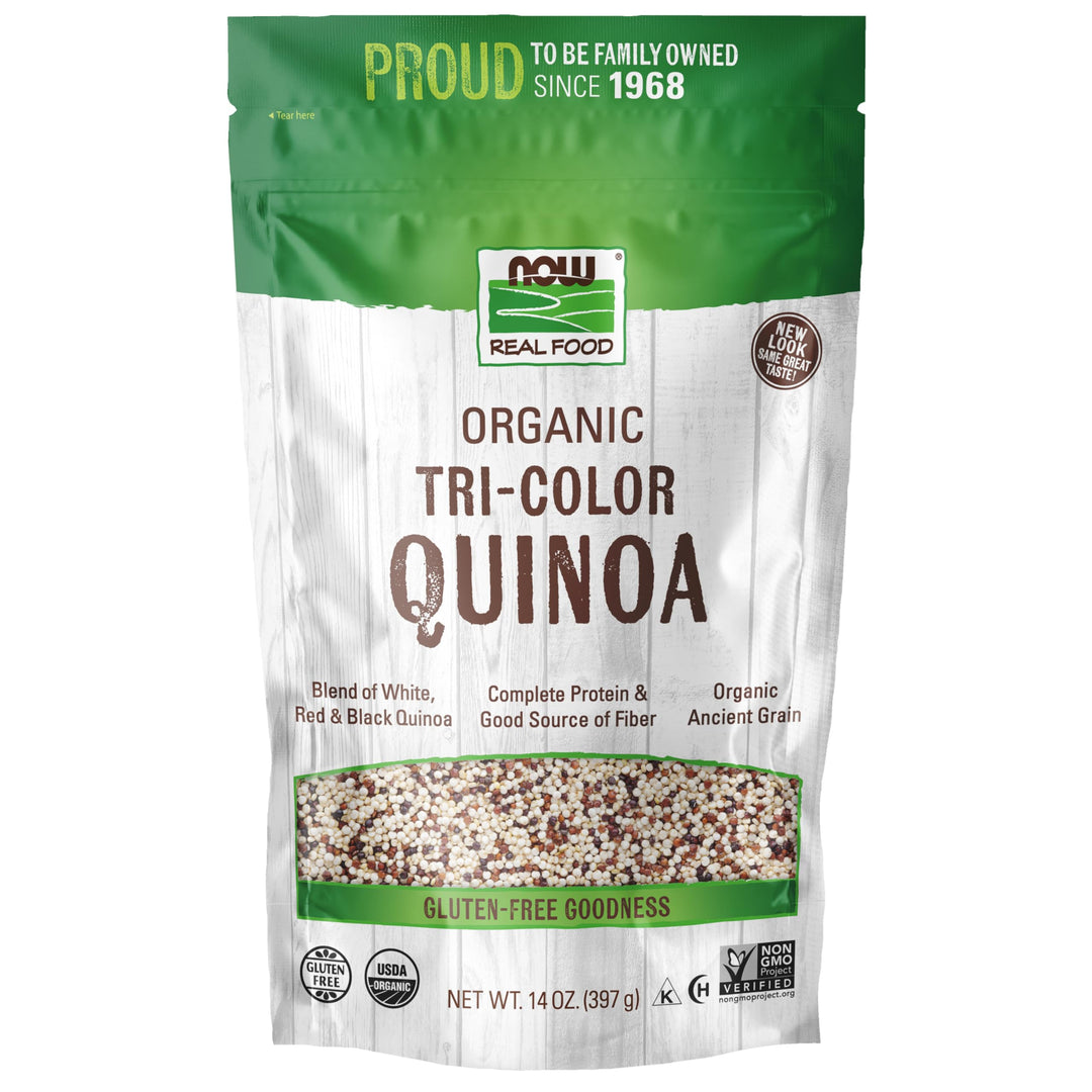 NOW Foods, Organic Tri-Color Quinoa, Gluten-Free, Non-GMO and Allergy-Frirendly, Source of Protein and Iron, 14-Ounce (Packaging May Vary)