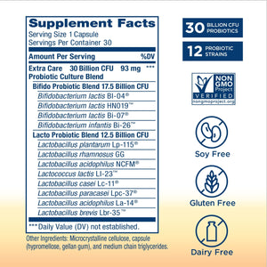 Renew Life Adult Probiotics, 30 Billion CFU Guaranteed, Extra Care Go-Pack, Probiotic Supplement for Digestive & Immune Health, Shelf Stable, Gluten Dairy & Soy Free, 30 Capsules - The Oasis of Health