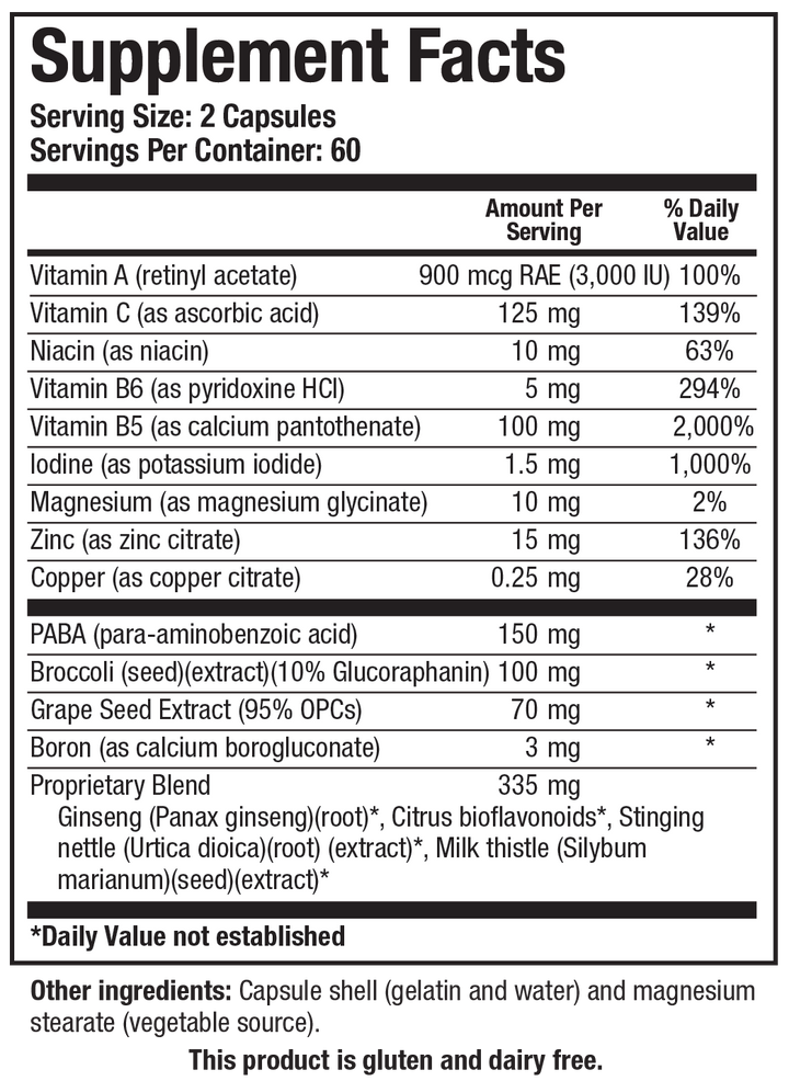 Biotics Research Hormone Balance &amp; Protect 120 Capsules - Supplement Facts panel