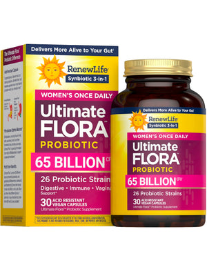Renew Life Ultimate Flora Probiotics for Women 65 Billion CFU Delayed Release Vegan Capsules | Vaginal | Digestive Health | Immune Health | Dairy Free | 30 Count