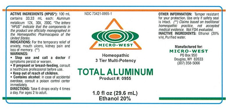 Nutri-West - Total Aluminum (Homeopathic) - 1 oz - Supplement Facts panel