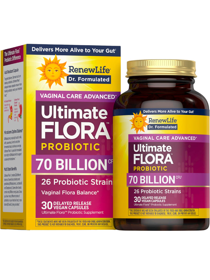 Renew Life Ultimate Flora Probiotics for Women 70 Billion CFU Delayed Release Vegan Capsules | Doctor Formulated | Vaginal | Digestive Health | Immune Health | Dairy Free | 30 Count