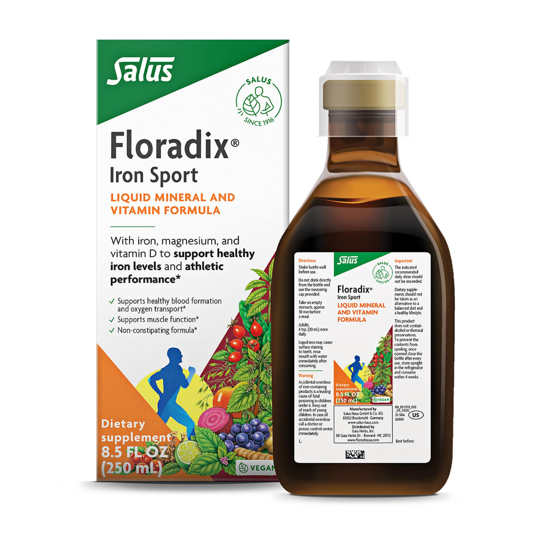 Floradix Iron Sport Liquid Mineral &amp; Vitamin Formula - Daily Nutrition &amp; Energy Support* - Sports Nutrition with Iron, B Vitamins &amp; More - Vegan &amp; Non-GMO - 8.5 fl oz