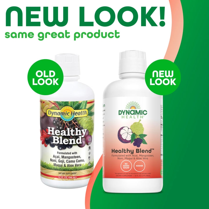 Dynamic Health Healthy Blend with Acai, Mangosteen, Noni, Maqui &amp; Aloe Vera, No Additives, Immune System Support, Antioxidant, Vegan, Gluten Free, Non-GMO, 32 Fl oz