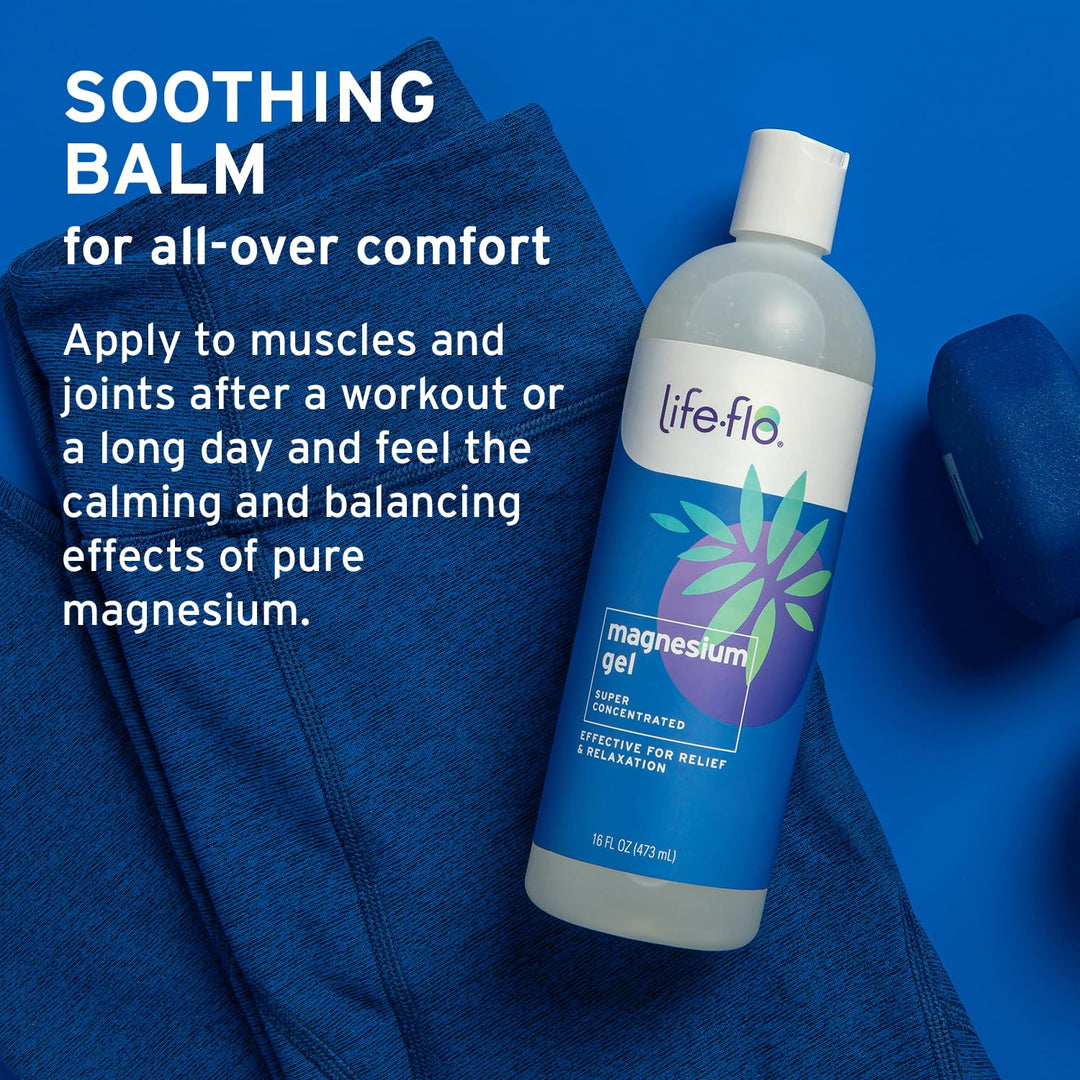 Life flo Magnesium Gel - Topical Pure Magnesium Chloride Gel from The Ancient Zechstein Seabed, Calm Soothing Relief for Adults &amp; Kids for Sore Muscles, Leg Cramps, Use for Massage - 16 fl oz